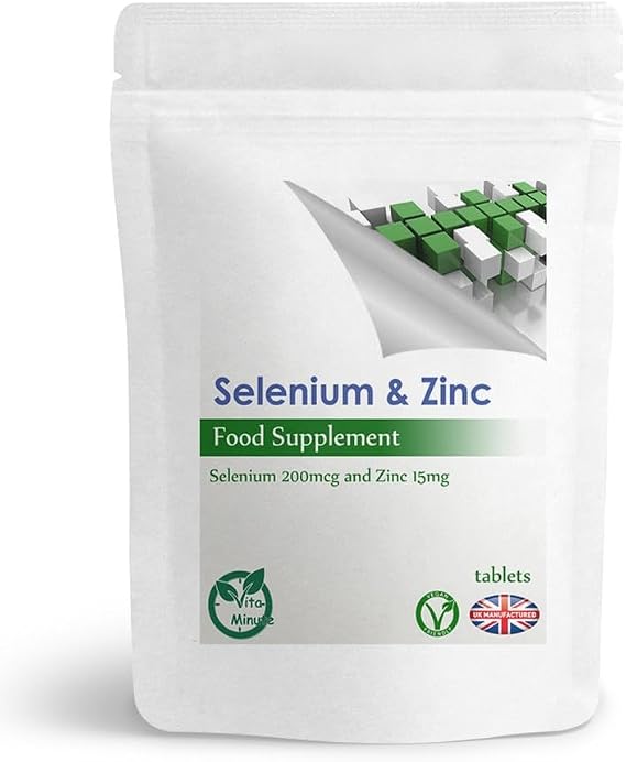 Selenium 200mcg and Zinc 15mg Tablets, Thyroid, Hair, Blood, Immune System Support (Pack of 30)