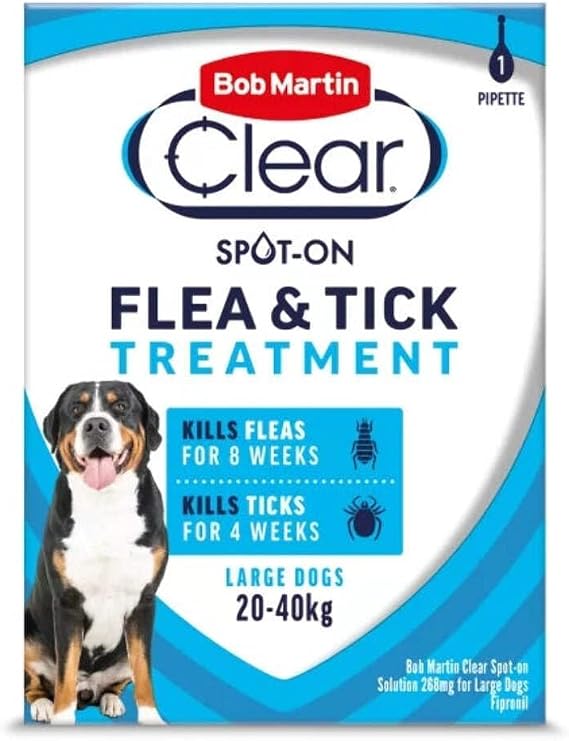Bob Martin Clear Flea & Tick Fipronil Spot On for Large Dog, 1 Tube