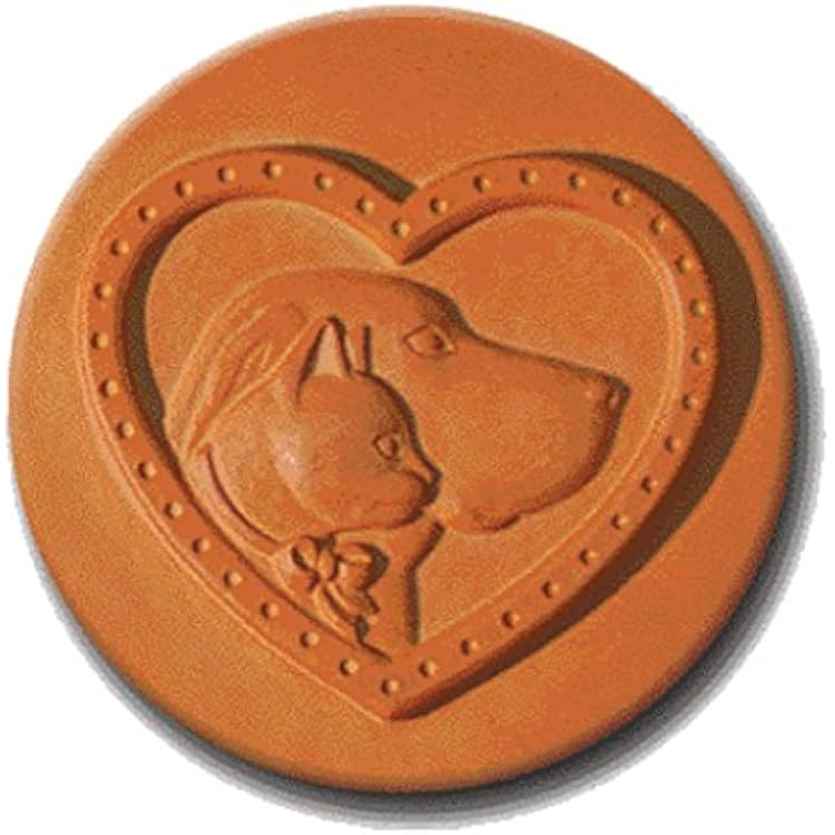 2 Round Cookie Stamp with Handle & Recipe Booklet-Dog & CAT in Heart