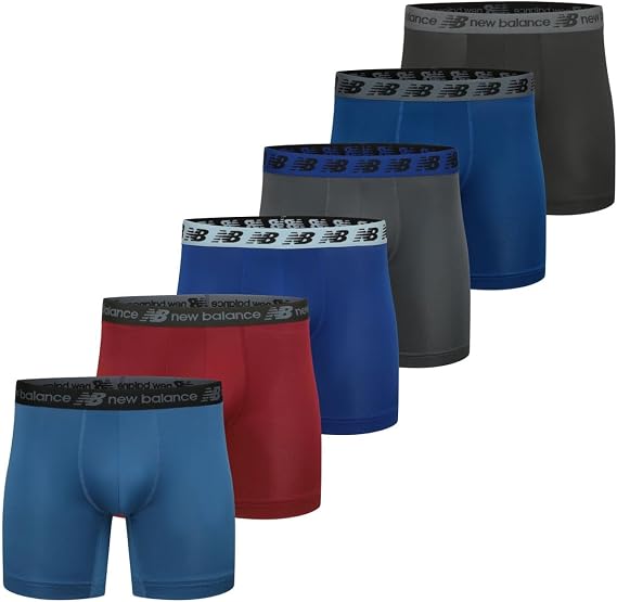 New Balance Men's Men's Premium Performance Boxer Brief Boxer Briefs (pack of 6)