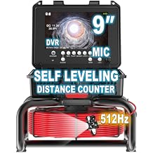 Anysun Self Leveling Sewer Inspection Camera - 100Ft, 9" 1080P Screen & DVR, IP68 Waterproof Drain Pipe Camera with Light, 16GB Card (Red Cable)
