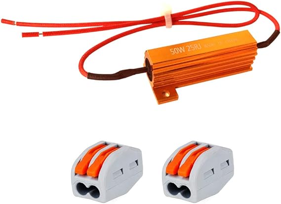 50 Watt 25 Ohm Wirewound Resistor Aluminum Case Chassis Mount 50W 25 Ohm Wire Wound Resistor Electrical Install Parts, Electrical Resistor Kit 2 Pack