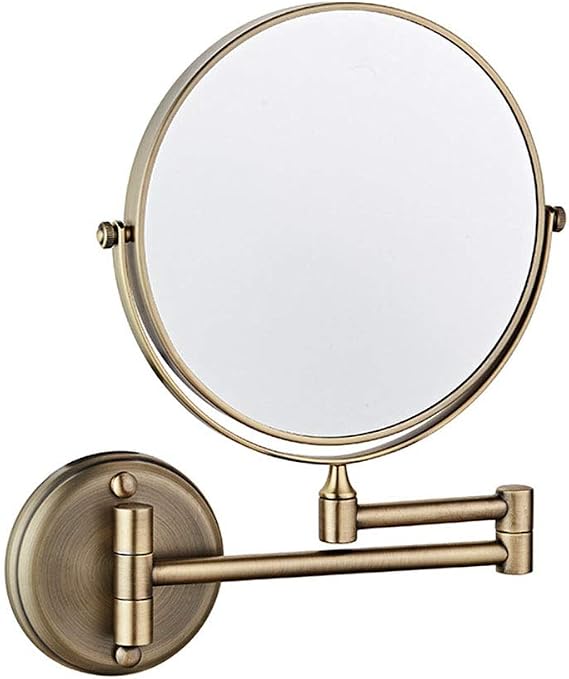 8 Inch Wall Mounted Makeup Mirror with Magnification, Magnifying Wall Bathroom Mirror, 360 Degree Swivel, Extendable Arm, Round, No Light, for Bathroom