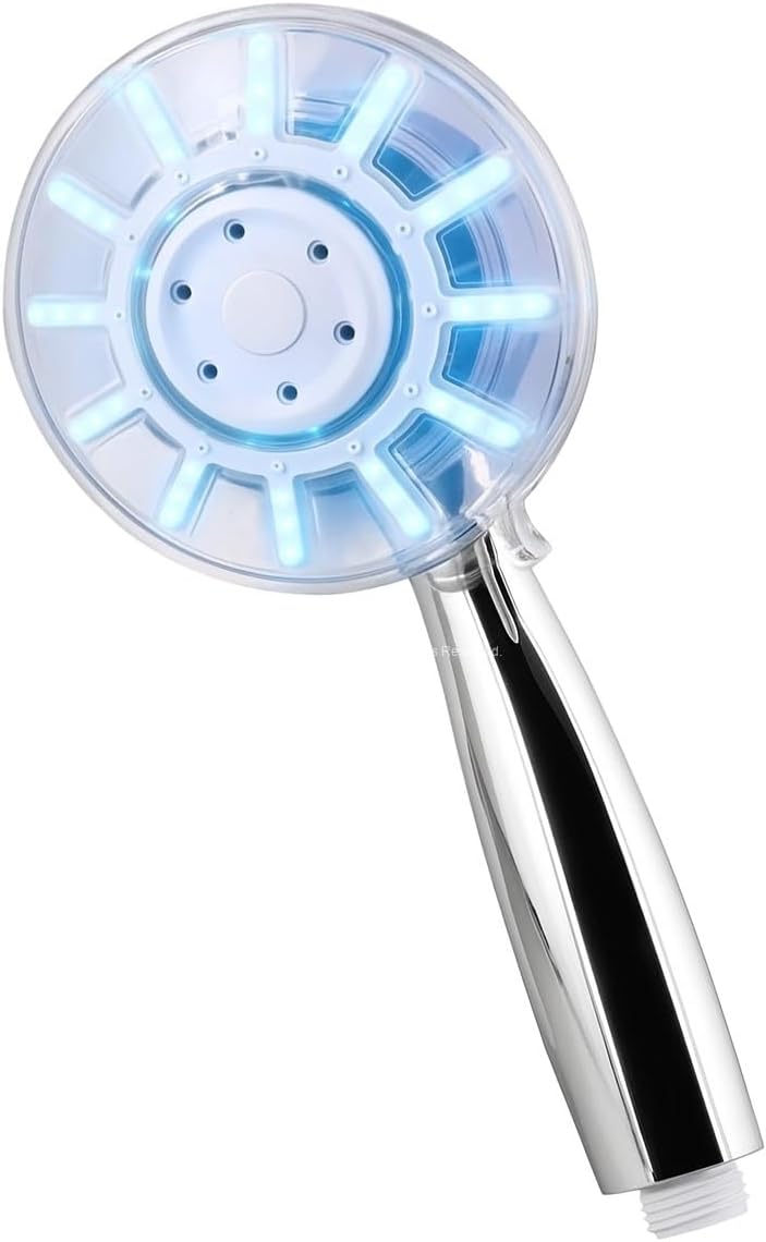 Busstier LED Shower Head with Temperature Display, Water Saving Color Changing Light, Chrome Body Battery-Free Easy-to-Assemble Modern Hand Shower, Bathroom Accessory for Healthy Cleaning [Energy Grade A]