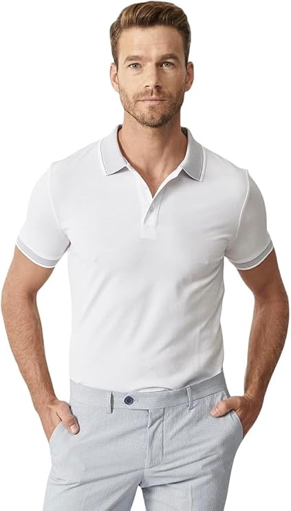 AC&CO/Gold Star Classics Slim Fit Slim Fit Slim Fit Uncurved Polo Collar Short Sleeve T-Shirt