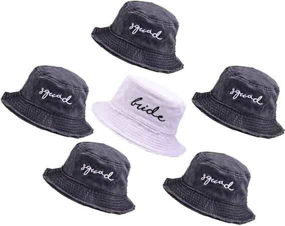 Bachelorette Bucket Hat for Bride Squad Distressed Embroidered Sun Hat Bridal Party Gift