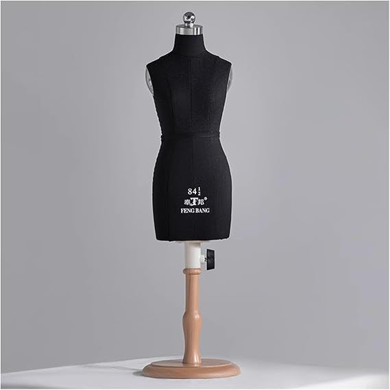 1/2 1/3 1/4 Size Mini Female Mannequin for Sewing Clothes/Pattern Making, Half Scale Dress Forms (Not Adult Full Size), Fully Pinnable Tailor Dressmaker Dummy Manikin with Wooden Stand ( Color : Black