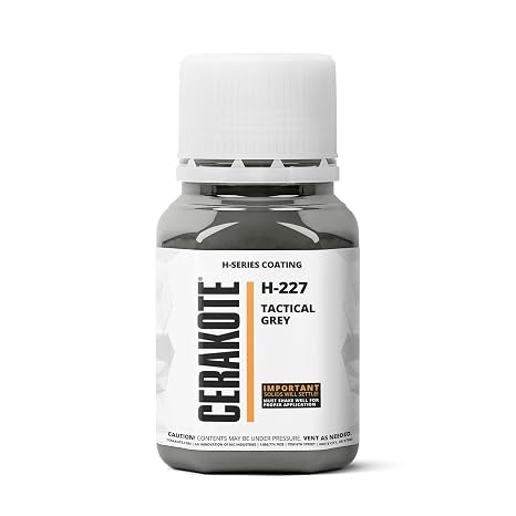 CERAKOTE H-Series Ceramic Coating, Tactical Grey, 4 oz, H-227T | Oven-cure ceramic coating for metals and polymers. Part B included; corrosion, chemical, and solvent resistant.