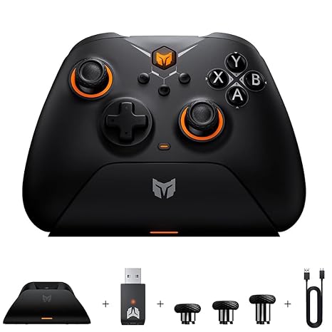 BIGBIG WON Wireless Controller Gale PC Controllers Motion Aiming, Hall Trigger, 4 Custom Buttons, App Control Game Controller for PC/Switch/iOS/Android Wireless Gaming with Charging Dock(Black)