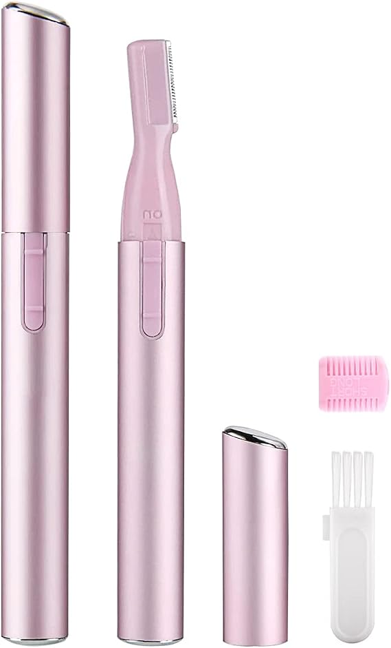 Upgraded Eyebrow Trimmer Rotatable Electric Eyebrow Razor Facial Hair Remover for Women Mini Portable Face Shaver for Brows Face Bikini Underarm Leg Body Hair Remover(Pink)