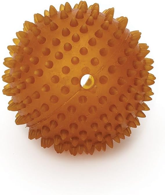 INDIPETS Star Ball Fetch & Chew Toy for Medium Dogs: Durable, Safe, Plant-Derived Toy Made with 100% Natural Rubber | Medium, Hole 85 mm, Natural (PN: 60016)