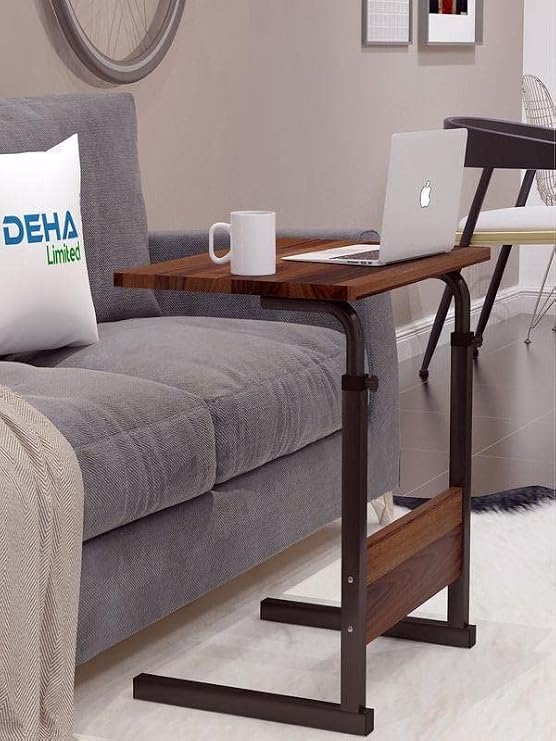 Yükseklik Ayarlı Çalışma Masası, Hasta Yemek Masası, Laptop Sehpası, 60x40 cm, Doğal Ceviz
