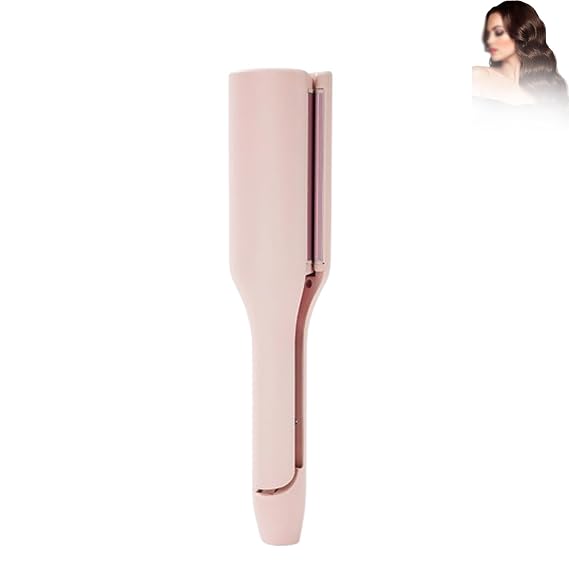French Wave Curling Iron, Rommantic French Egg Roll Curling Iron, Egg-Roll Hairstyle Water Ripple V-Shaped, 32mm Curling Wand (Pink)