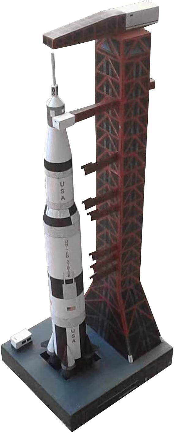 DAGIJIRD 1:300 Scale USS Saturn V Rocket and Launch Pad DIY Handcraft Paper Launch Vehicle Model Set Unassembled Kit