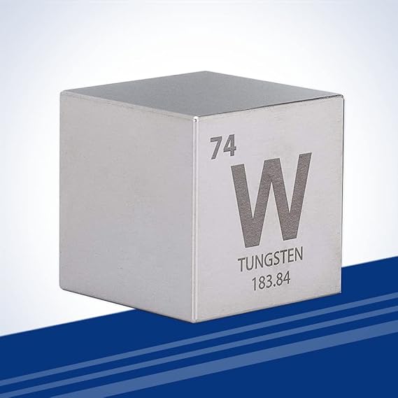 Tungsten 1.5" One Kilo Cube - Engraved Periodic Table Symbol