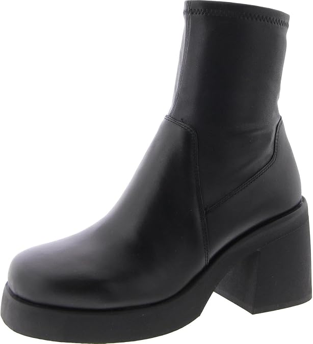Steve Madden Womens Zeldie Leather Solid Mid-Calf Boots Black 10 Medium (B,M)