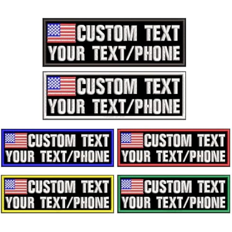 2PCS Personalized Name Patch, Customized Tactical Patches Hook and Loop, Embroidered Military Name Patches for Dog Harness, Backpacks, Jackets, Vest with Flag