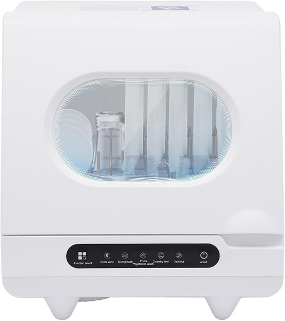 Portable Countertop Dishwashers, Compact Dishwashers with 5 Wash Programs, 360 Rotating Spray, 162F High-Temp& Air-Dry Function, 800W Mini Countertop Dishwasher for Home, RV, and Apartment