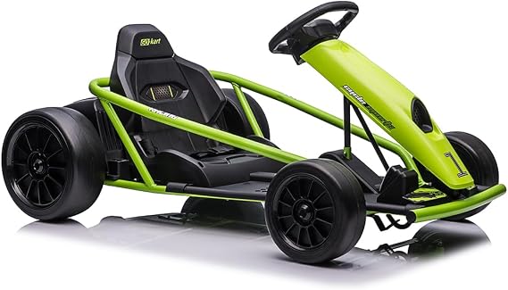 24V Go Kart for Kids 8-12 Years, 300W*2 Extra Powerful Motors, 9Ah Large Battery 8.1MPH High Speed Drifting with Music, Horn,Max Load 175lbs Outdoor Ride On Toy for Teens,Green