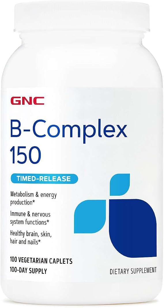 GNC B-Complex 150, Metabolism & Energy Production, Timed-Release, 100 Count | Supports Metabolism, Energy Production and Immune and Nervous System Function, Gluten-Free and Kosher Formula