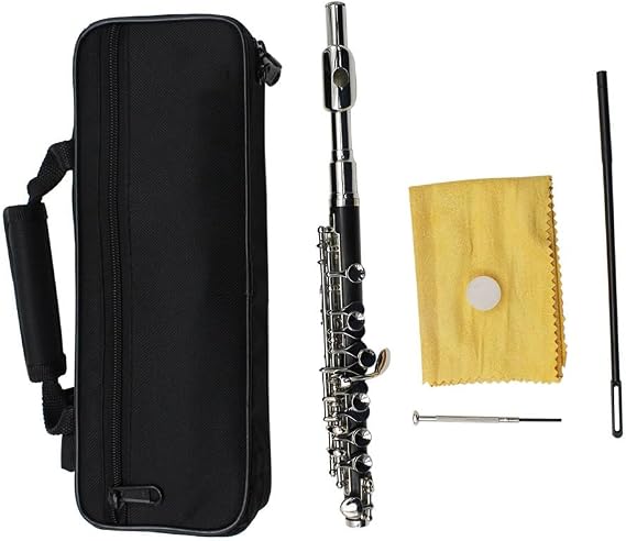 16 Keys C Key Piccolo Flute, with Hard Case, Cleaning Rod, Cloth, Piccolo Musical Instrument, for Beginners Students Kid