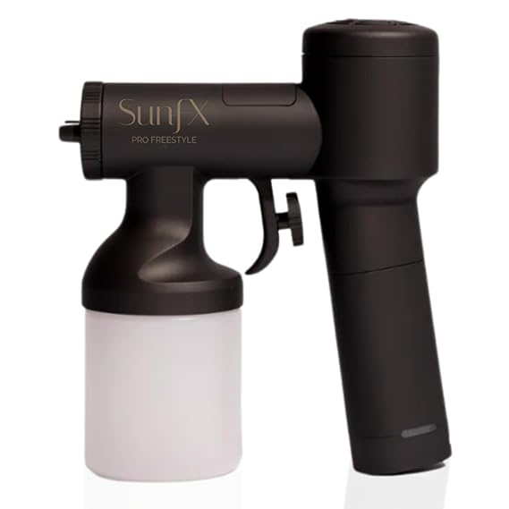 SunFX Pro Freestyle Handheld Spray Tan Gun Portable and Rechargeable Airbrush Spray Tan Cordless Machine With Carry Case (Black)