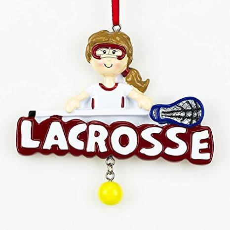 Lacrosse Girl Personalized Christmas Tree Ornament