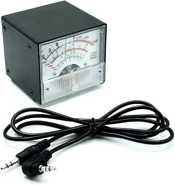 Zoegneer External Standing Wave Meter SWR Power Meter with Pointer Display and 100cm Cable For Yaesu FT857D and FT897D Iron Shell for Signal Strength Power Voltage Mo