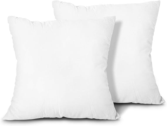Edow Throw Pillow Inserts, Set of 2 Lightweight Down Alternative Polyester Pillow, Couch Cushion, Sham Stuffer, Machine Washable. (White, 18x18) @ M&A STYLES LTD