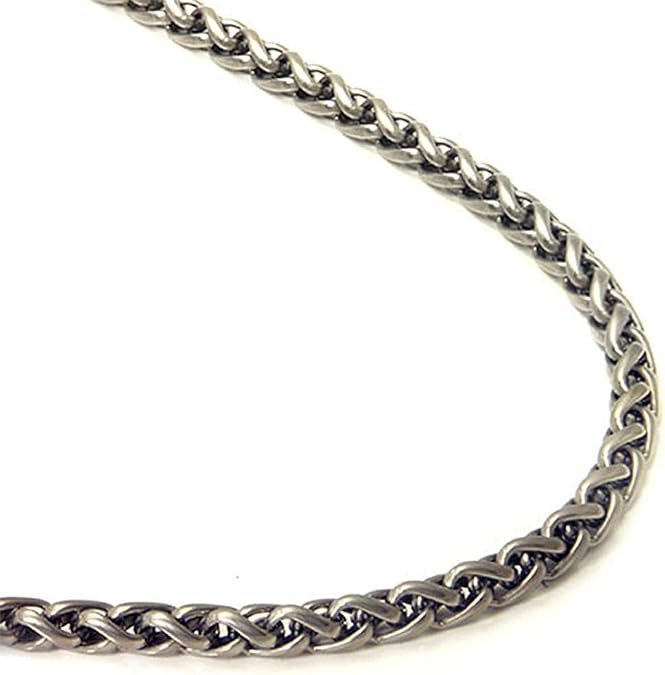 True Titanium 4MM Wheat Chain Link Necklace