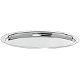 HUBERT Serving Tray with Beaded Edge Stainless Steel Oval - 20" L x 14" W x 3/4" H