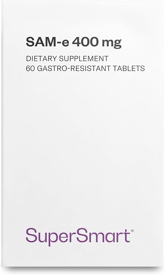 Supersmart - SAM-e 400mg (80% Active Isomer S,S) - Advanced S-Adenosyl Methionine SAM-e Supplement | Non-GMO & Gluten Free - 60 Enteric Coated Tablets