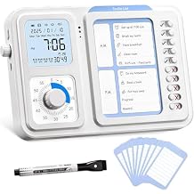 3-in-1 Visual Timer & ADHD Tool for Kids|Adults, Task Timer with Chore Chart Board, Visual Schedule for Kids with Autism, Daily Checklist for Home, School, Classroom, Desk