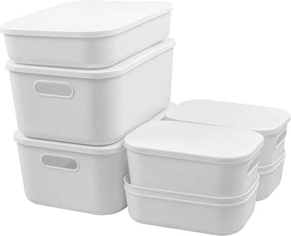 9 Pieces 4 Size Plastic Storage Box with Lid 15 L 8 L 6 L 4 L
