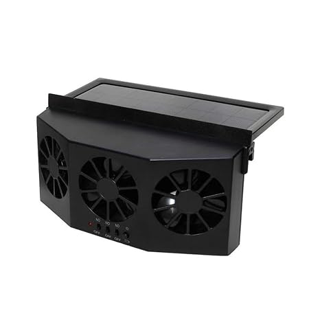 Solar Exhaust Car Fan, Universal Solar Powered Car Ventilator Air Purifier Radiator Cooling Fan Black(Color-Black or White)