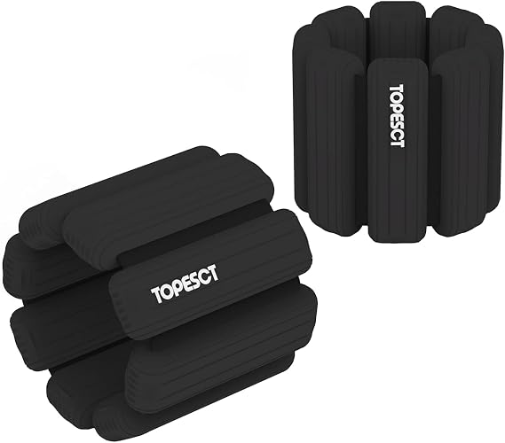 TOPESCT Adjustable Wrist Weights - Set of 2 (1lb Each) | Wearable Wrist & Ankle Weights Bracelet for Yoga, Dance, Barre, Pilates, Cardio, Aerobics, Walking