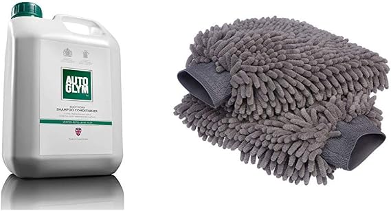 Autoglym Large Bottle Quality Bodywork Shampoo, 2.5 Litre & Amazon Basics Deluxe Microfiber Car Wash Mitt (2 Pack)