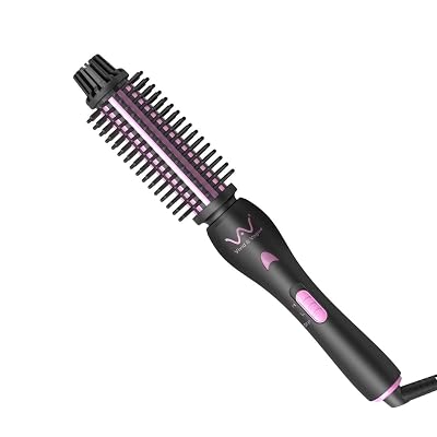 2IN1 Hair Brush Iron Professional Ceramic Hair Curling IronStraightener,Anti-Scald Nylon Bristles,Negative Ionic Dual Voltage for Travel,Curls & Waves & Straight