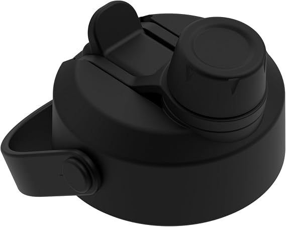 Manna Ranger Dual Lid Replacement - 2-in-1 Leak-Proof Lid with Flip-Up Straw and Chugger Spout - Includes Straw - Black