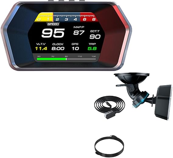 OBD + OBD 2 + GPS Çift Modlu Araç HUD LCD Ekranlı Akıllı Gösterge ve Arıza Tespit Cihazı Oto Kokusu Hediye