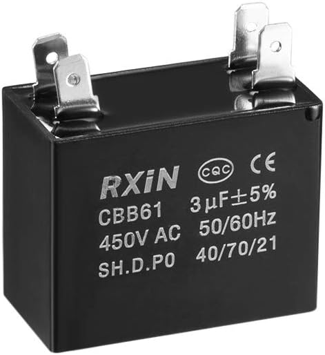 uxcell Ceiling Fan Capacitor CBB61 3uF 450V AC Double Insert Metalized Polypropylene Film Capacitors 38x20x30mm for Water Pump Motor Generator