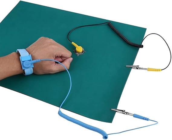 Anti Static Grounding Wrist Strap Silicone Antistatic Mat,Silicone Static Discharge Wristband Anti Static Wrist Strap Brand,Electrostatic Discharge Kit for Electronics for Wire Worktabl