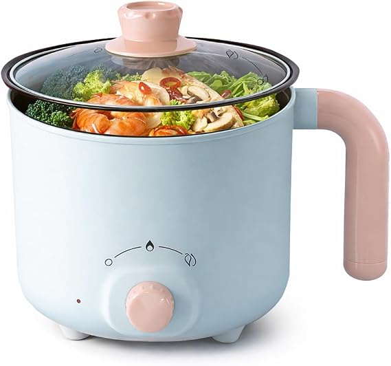 Mini Electric Hot Pot 1.8L Non-Stick with Auto Shut-Off | Compact cooking appliance for noodles, soup, porridge, dorm , overheats , includes spatula, spo