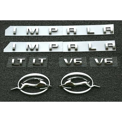 8Pcs Impala LT V6 Body Emblems 3D Car Badge Letter Decal Nameplate Compatible with 2014-2020 Impala 84301582 Chrome