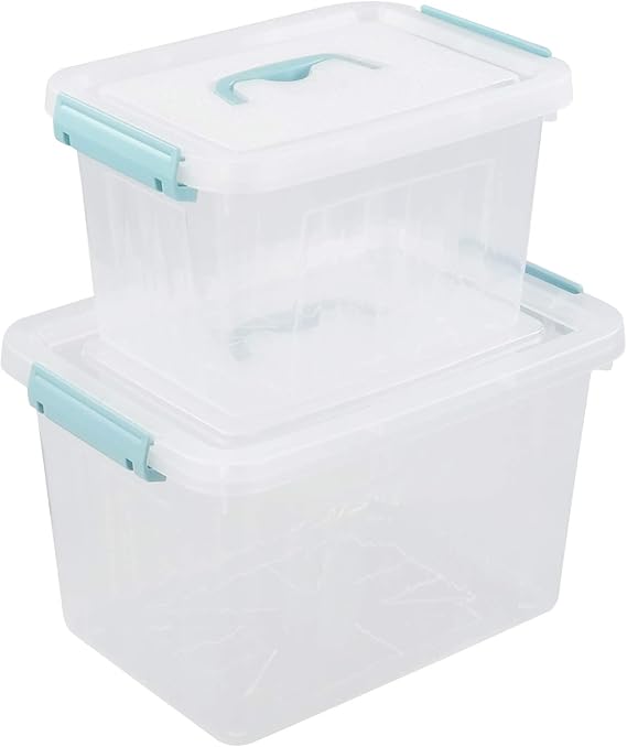 Gloreen 12 Quart & 6 Quart Clear Storage Bins with Lid, Multipurpose