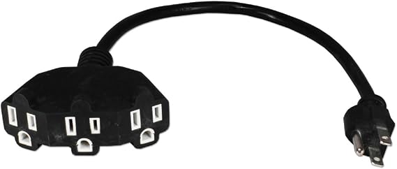 QVS PP-ADPT3-2PK 12" 3-Outlet AC Cord, 2-Pack