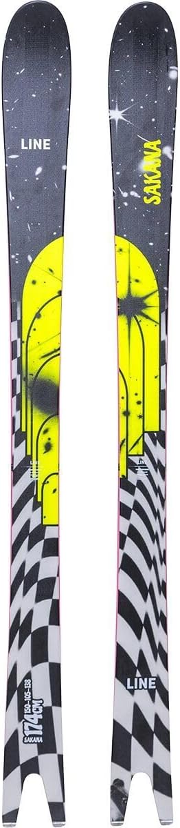 LINE Unisex Sakana Skis | Lightweight Durable High-Performance Skis with Swallowtail, Directional Flex & 5CUT Multi-Radius Sidecut for Advanced Skiers | Without Bindings, 166