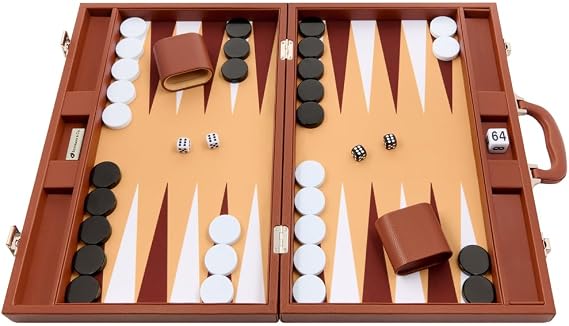 Silverman & Co. 19-inch Premium Backgammon Set - Desert Brown Board