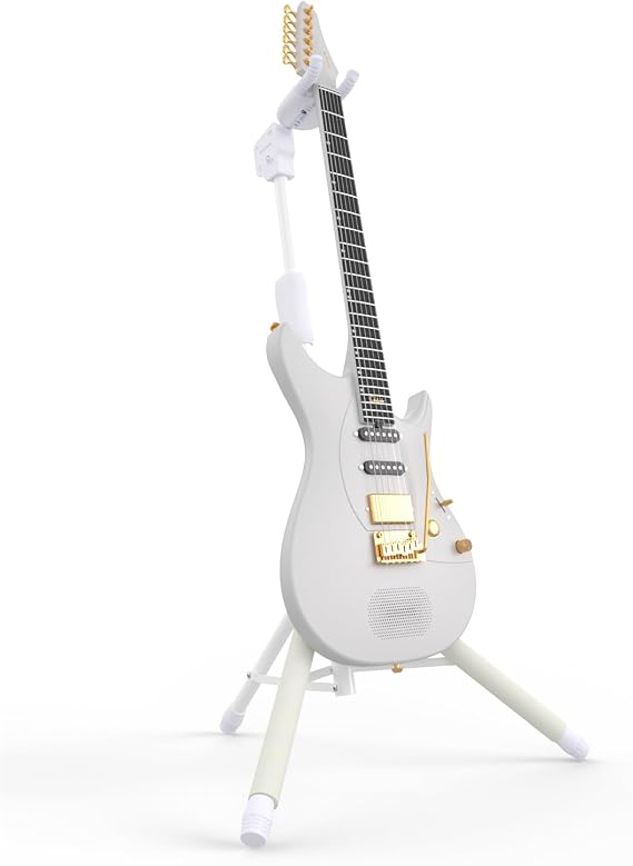 enya EGS1 Auto-Lock Guitar Stand, Heavy-Duty Steel, 33 lb Capacity, White | 0.8-Second Auto Lock, Reinforced Steel, Rust-Resistant Coating, Non-Slip Base, Adjustable Height, 3-Second Setup, Foldable