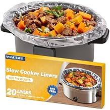 SMARTAKE Slow Cooker Liners, 20 Count 13"x 21" Large Size Disposable Cooking Bags, Fit 3QT to 8QT for Slow Cooker, Cooking Trays, Suitable for Oval & Round Pots, 20 Liners